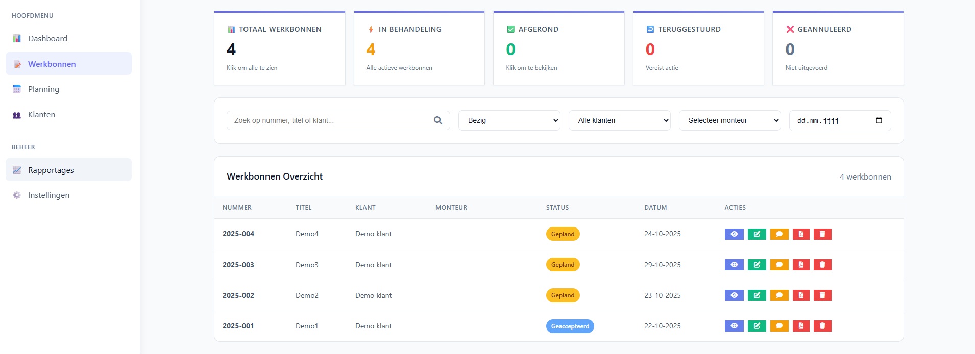 WerkbonBeheer Dashboard